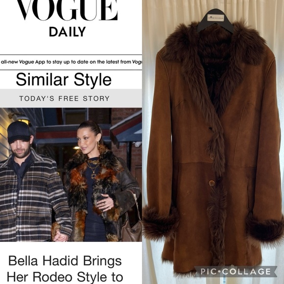 🤎 Luxury Italian Fur Shearling Coat in Chocolate Brown 🤎 - Picture 3 of 17